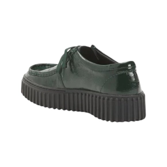 CLARKS Green Patent Leather Torhill Bee Platform Comfort Shoes - Picture 2 of 2